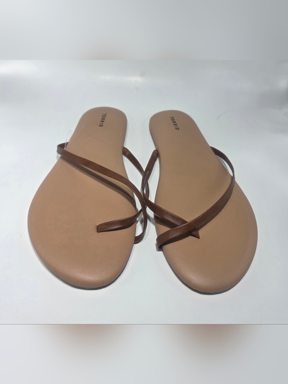 Torrid Women’s Brown Minimal Strap Sandals Size 12W Wide NWT Flat Slide - Picture 2 of 7